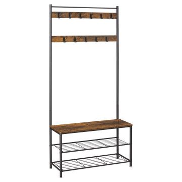 Vestiaire - look industriel - 11 crochets - 85x175x32 cm - brun vintage