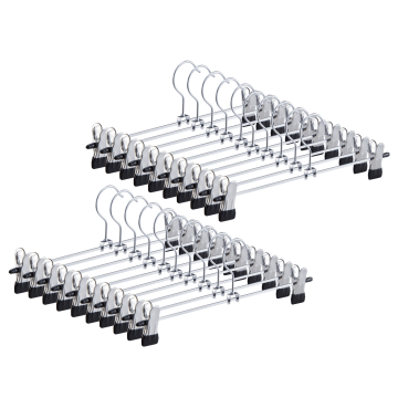 Cintres antidérapant - medium - 30 cm de long - pinces réglables - 20 pièces - gris argenté