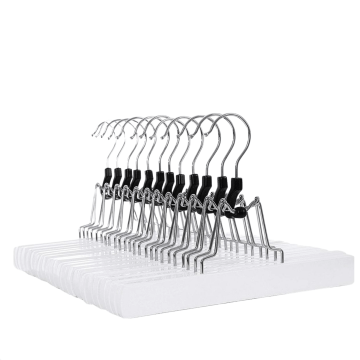 Cintres antidérapants - pour pantalons ou jupes - avec pinces - crochet rotatif à 360° - 12 pièces - blanc