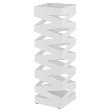 Porte-parapluie en métal - avec bac de récupération d'eau - design tendance - blanc