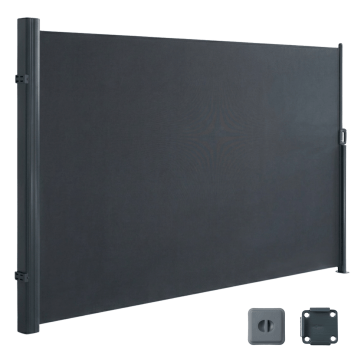 Pare-vent - écran de jardin - 400 x 180 cm (L x H) - aluminium - gris foncé - pare-vent rétractable - séparation de jardin