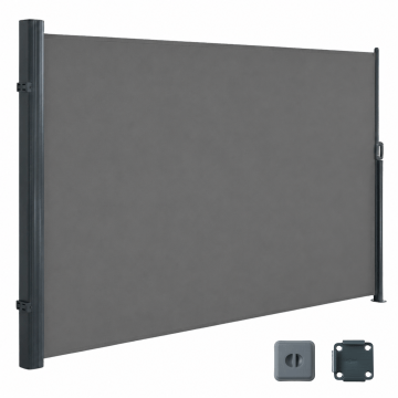 Pare-vent - écran de jardin - 400 x 180 cm (L x H) - aluminium - gris foncé - pare-vent rétractable - séparation de jardin