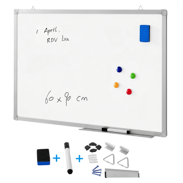 Tableau blanc magnétique - 60 x 90 cm - blanc