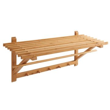 ACAZA Porte-manteau avec 5 crochets et tringle, 75 x 28 x 25 cm, Bois de bambou