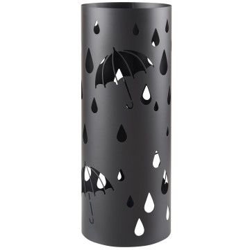 Porte-parapluie rond en métal - support pour parapluie ou cannes - noir
