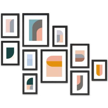 Mur de cadres - 10 cadres photo de différentes tailles - noir