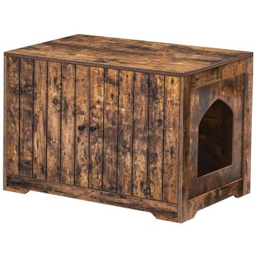Bac à litière - maison pour chat - 80 x 50 x 55 cm - brun vintage