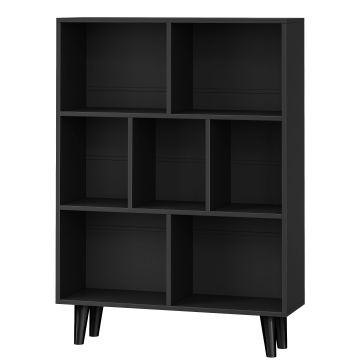 Bibliothèque – armoire de rangement – étagère à livres – 110 x 80 x 24 cm – bois – noir