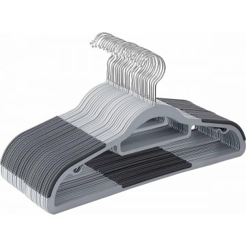 Cintres en plastique - antidérapant - crochet rotatif - 20 pièces - gris