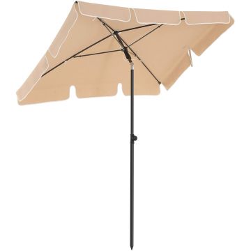 Parasol de jardin rectangulaire - inclinable - UPF 50+ - 2x1,25 m - taupe