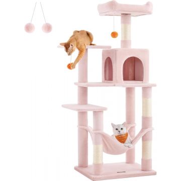 Arbre à chats - avec hamac - 143 cm - rose