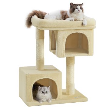 Arbre à chat - avec maison et panier - 60x84x40 cm - beige