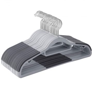Cintres en plastique - antidérapant - crochet rotatif - 30 pièces - gris