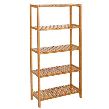 Armoire de salle de bain avec 5 étagères - 60 x 130 cm - bambou