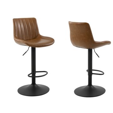 Set de 2 tabourets de bar – vintage marron – hauteur réglable 90-105 cm – chaises de bar avec dossier