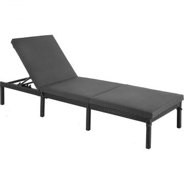 Transat - relax - dossier réglable - avec coussin - noir/beige