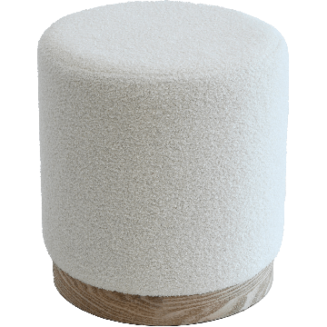 Pouf - chaise teddy - bouclette - tabouret rond - 44x36x36 cm - blanc
