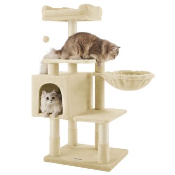 Arbre à chat - plusieurs niveaux - avec maison et jouet - 50x110x40 cm - beige 
