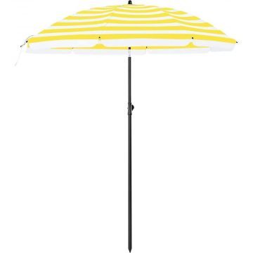 Parasol droit - Ø 160 cm - octogonal - inclinable - avec sac de transport - jaune/blanc