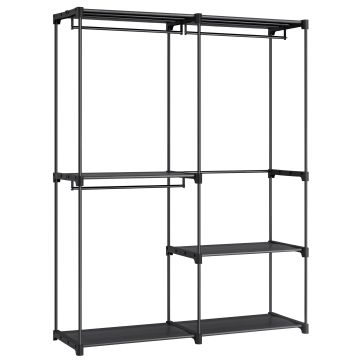 Armoire - 138 x 182 x 43 cm - Métal/Tissu - Noir - Armoire ouverte