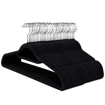 Cintres antidérapants - pliables - crochet rotatif - 100 pièces - noir