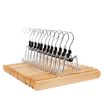 Cintres - antidérapants - 12 pièces - bois massif - brun naturel