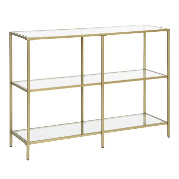 Console - 3 étagères en verre trempé - moderne - 100x73x30 cm - or
