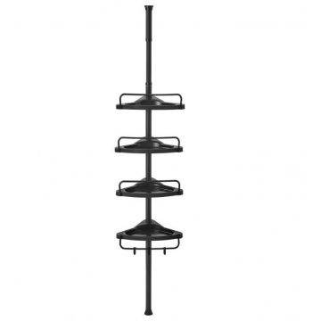 Support de douche - 4 étagères - réglable en hauteur - 85-305 cm - noir