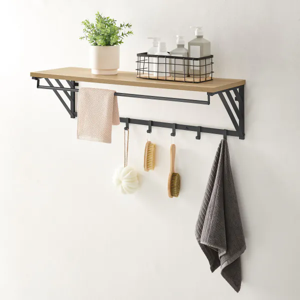 Porte-manteau Mural ACAZA – 28 Crochets Réglables En Bambou, 87 Cm, Pour Entrée/salon