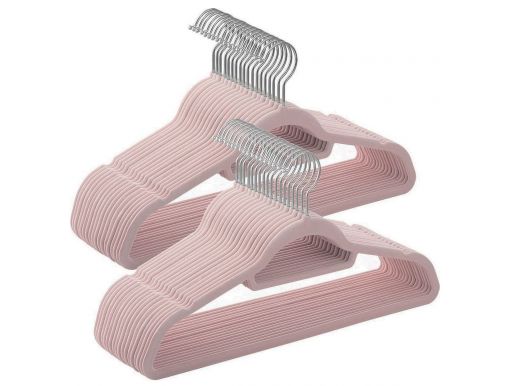 Deuxième chance - Cintres antidérapants - pliables - crochet rotatif - 50 pièces - rose