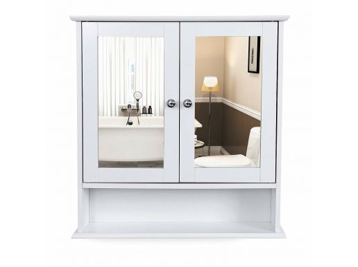 Armoire de salle de bain avec deux miroirs - 56x13x58 cm - blanc