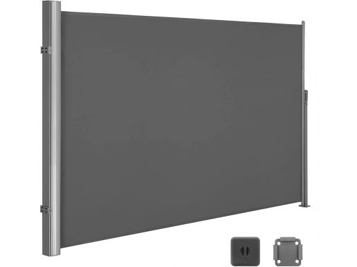 Store latéral - 180x350 cm - protection solaire - opaque - store enrouleur latéral pour balcon, terrasse, jardin - gris