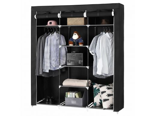 Grande armoire XXL - tissu et métal - 150x175x45 cm - noir