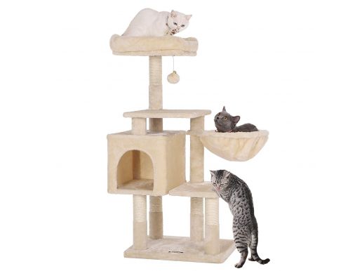 Arbre à chat - plusieurs niveaux - avec maison et jouet - 50x110x40 cm - beige 