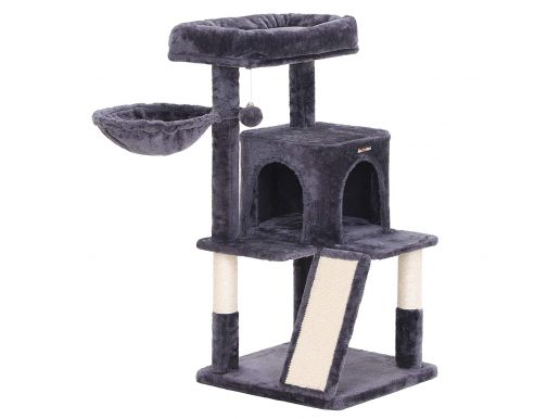 Arbre à chat - multiniveaux - avec planches à griffe - 48x96x48 cm - gris foncé