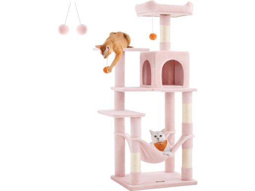 Arbre à chats - avec hamac - 143 cm - rose