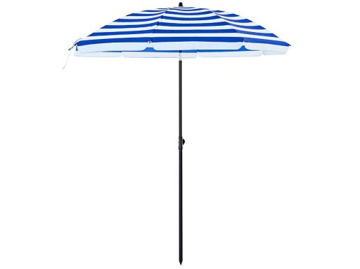 Parasol droit - Ø 160 cm - octogonal - inclinable - avec sac de transport - bleu/blanc