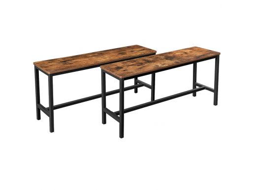 Set de 2 bancs de tables repas - look industriel - 108x50x32,5 cm - brun vintage