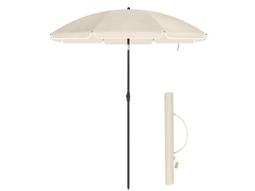 Parasol droit - Ø 160 cm - octogonal - inclinable - avec sac de transport - beige