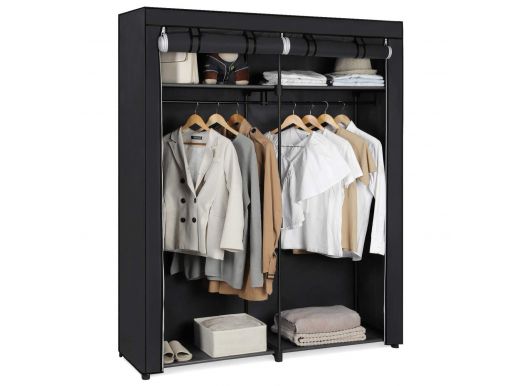 Armoire - pliable - tissu - 140x174x43 cm - noir