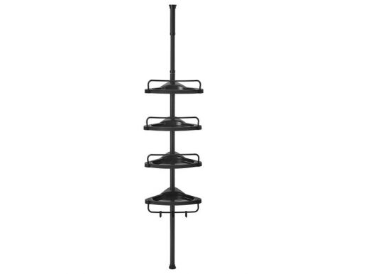 Support de douche - 4 étagères - réglable en hauteur - 85-305 cm - noir