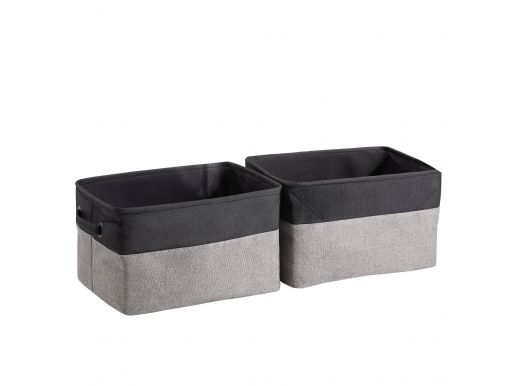Boîtes de rangement en tissu avec poignée renforcée - lot de 2 - 37x22x27 cm - gris/noir